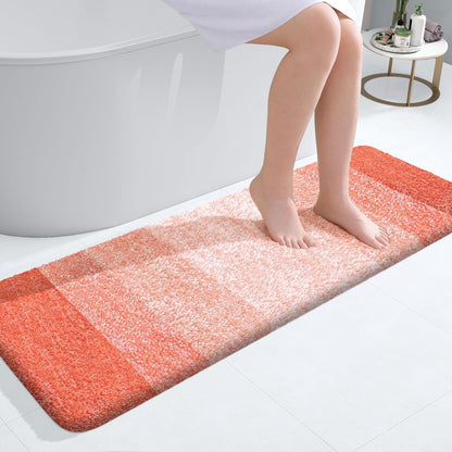 OLANLY Bathroom Runner Rug - Extra Soft Microfiber Mat | Quick-Dry, Washable, 47x17, Coral Color