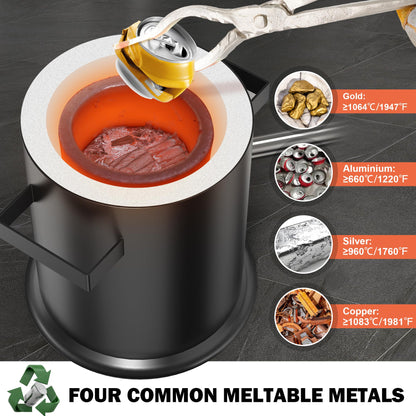 MMasters 4KG Propane Melting Furnace Kit with Gloves, 2400℉ High-Efficiency Metal Foundry for Gold, Silver, Copper, and Aluminum Smelting, Ideal for Jewelry Making and Metal Casting