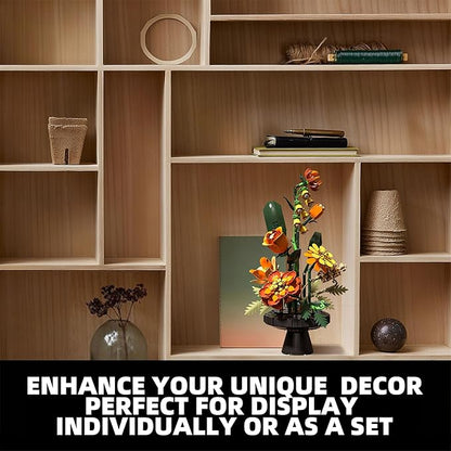 Flower Bouquet Building Blocks Set Artificial Flowers Toys Botanical Collection DIY Unique Home&ampOffice Bonsai Decoration Adults Teen Girls for BirthdayChristmas Holiday
