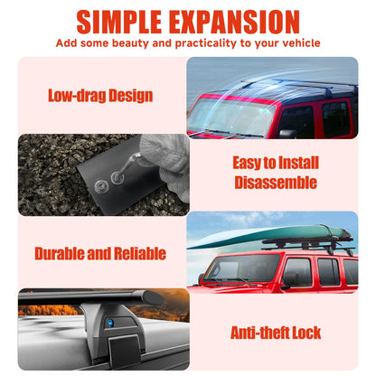 Roof Rack Cross Bars for 2007-2026 Jeep Wrangler JK JL/Gladiator JT 396lbs Lockable Roof Rails Crossbars Anti-Theft Roof Rackfor Cargoes, Bicycles, Kayaks, Luggage Racks, Suitcases, Canoes