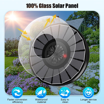 SZMP Solar Fountain - Efficient Outdoor Bird Bath Fountain with 2000mAh Battery | Black Panel