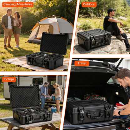 Hard Carrying Case,Shockproof Storage Box with Customizable Foam,Portable Protective Tool Box for Microphone,Recorder,Electronics,Tools,Cameras,Equipment and More, 21.5" x 17.3" x 6"