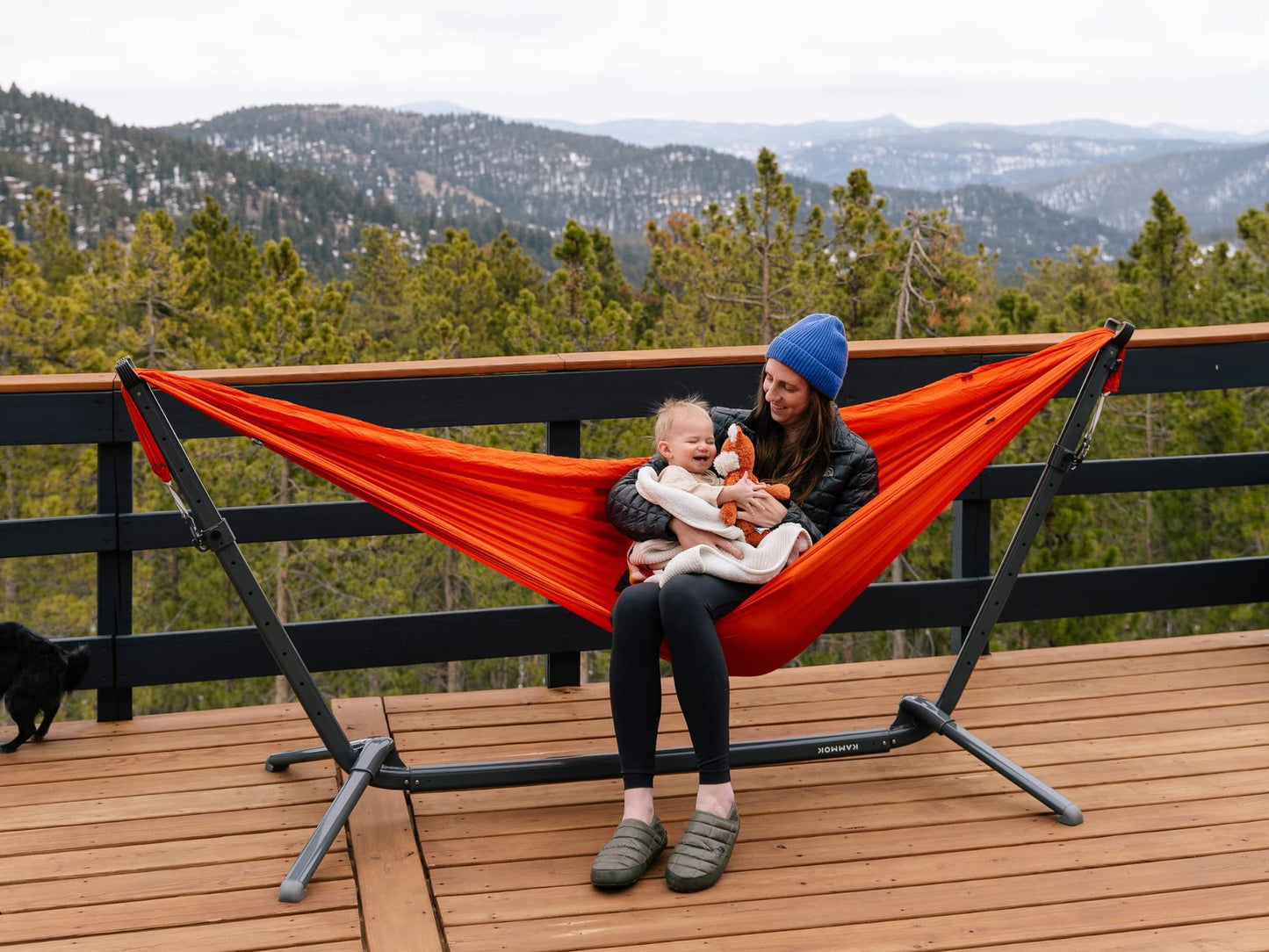 KAMMOK: Swiftlet Portable Stand & Roo Double Midnight Blue Hammock Set