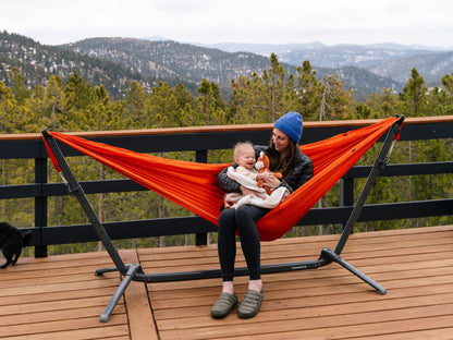 KAMMOK: Swiftlet Portable Stand & Roo Double Midnight Blue Hammock Set
