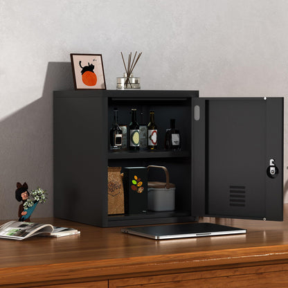 JINGUR Metal Storage Locker Cabinet with Locking Door and Adjustable Shelf for Home Office Classroom Workshop Organization (Black)