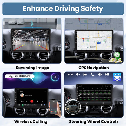 [8CORE 4GB+32GB] Car Radio Stereo for Jeep Wrangler JK 2007-2017 Grand Cherokee Compass, Upgrade 1280 * 800 Touchscreen with Wireless CarPlay Android Auto GPS WiFi Bluetooth FM SWC Backup Camera