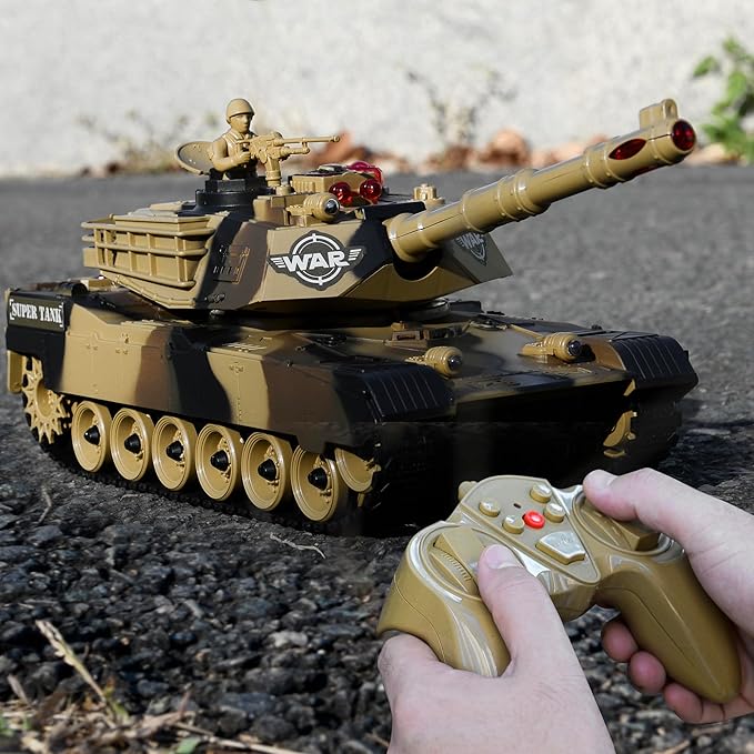 Haktoys 2-Pack RC Battle Tank Set – 1:24 Scale Remote Control Military Fighting Tanks with Lights Realistic Sounds &amp Life Indicators | Radio Control Army Toy for Kids &amp Adults