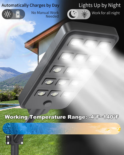 Ofuray Of-15000W Solar Street Lights Outdoor, Ultra High-Power Commercial Street Dusk to Dawn Flood Light with Motion Sensor, IP67 Waterproof 150LED High Power Security Lighting for Parking Lot, Yard
