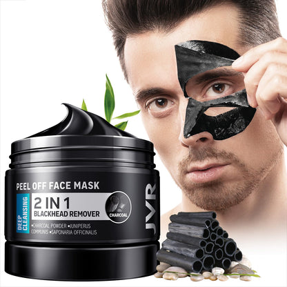 JVR Peel Off Face Mask, Blackhead Remover Mask for Men, Charcoal Peel Off Black Mask, Facial Mask Purifying and Deep Cleansing for All Skin Types 4.23 OZ