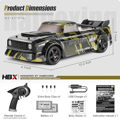 HAIBOXING 1/18 Scale RC Cars 2196 Drift RC Car 28 KM/H High Speed with Gyro 2.4 Ghz Electric Vehicle RTR 4X4 Remote Control Cars Drifting Race Toys for Adults Boys Girls Kids Gifts with Two Batteries