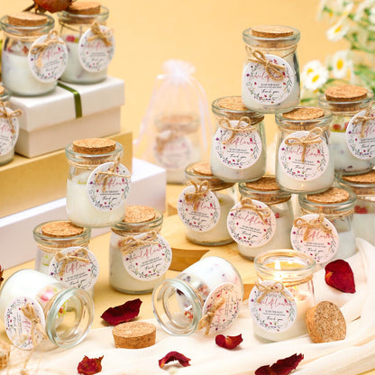 Threlaco 20 Pcs Wildflowers Baby Shower Favors Party Candle Lavender Scented Glass Mason Jar Wax Candle Bulk for Guests Girl Boy Gender Reveal Party Gifts(Colorful)