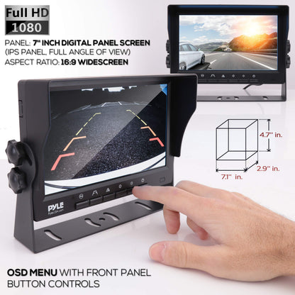 Pyle Rear View Camera with Monitor - Wireless Backup Camera And Monitor Kit w/ 7" 1080p HD IPS TFT LCD Panel & IR Night Vision Rear Camera For Truck, Travel Trailer, Campers, SUV, Pickup -PLCMTR83WIR