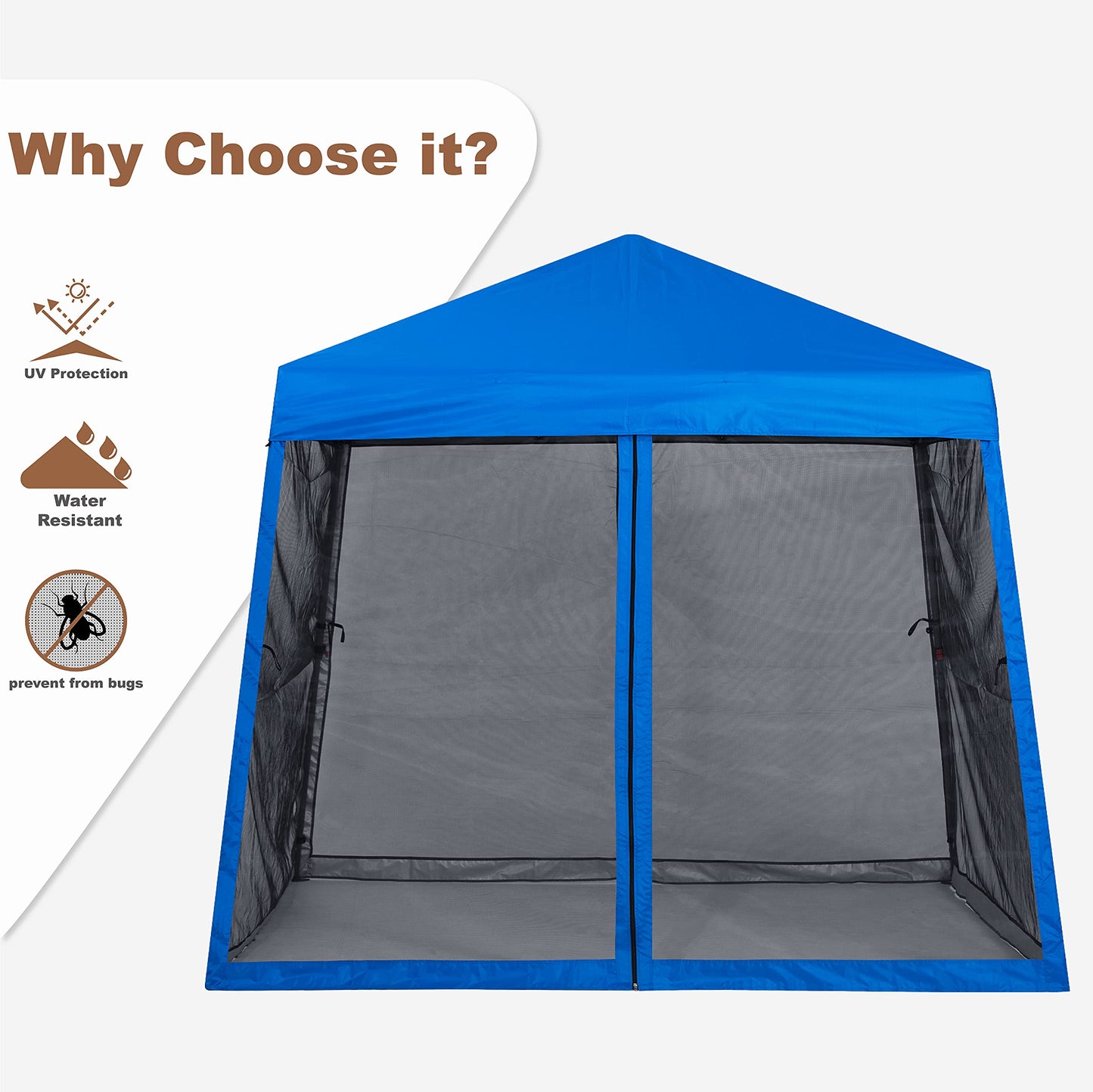 MASTERCANOPY Pop Up Gazebo Canopy with Mosquito Netting (10x10, Blue)