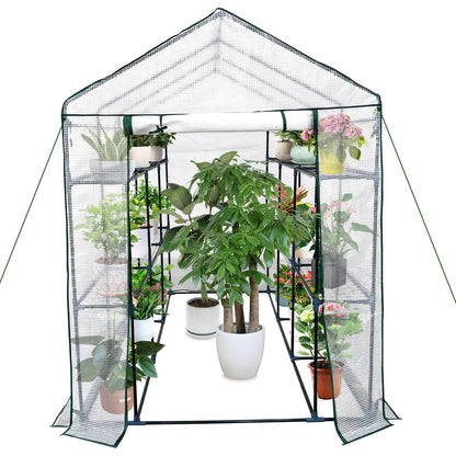 Greenhouse for Outdoors,Walk in 3-Tier 9 Shelves Green House w/Roll-Up Zippered Door Anchors and Ropes,Waterproof & UV Protected Plant Garden Hot House for Garden Patio Backyard,57 x 85 x 76''