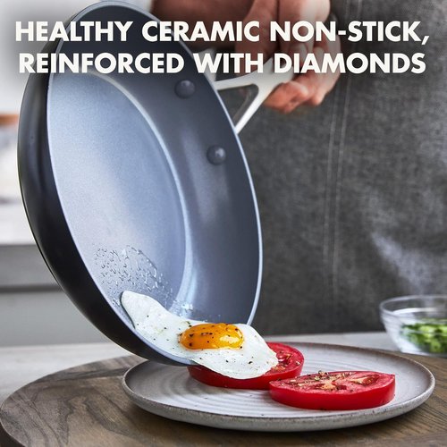 GreenPan Valencia Pro 8" Frying Pan Skillet - Healthy Ceramic Nonstick, PFAS-Free, Induction & Dishwasher Safe, Gray