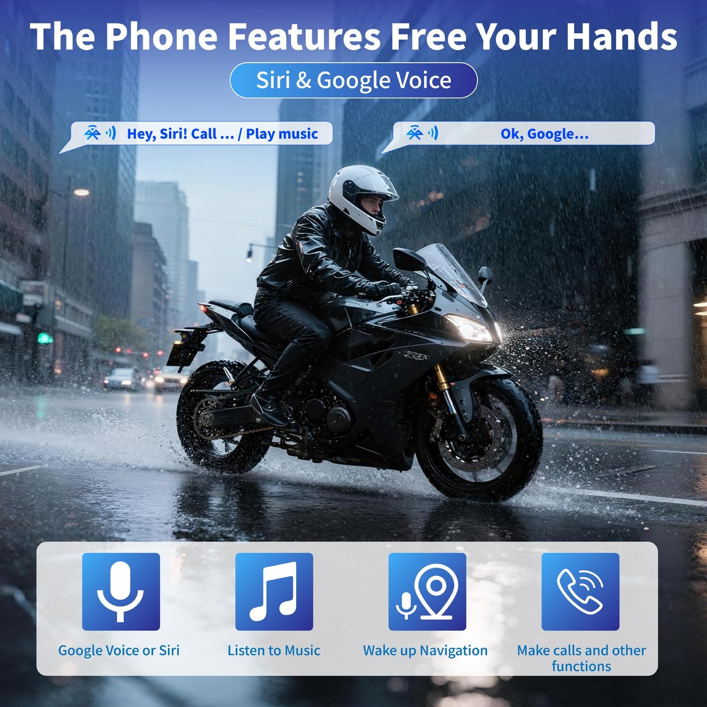 Motorcycle CarPlay Screen 7", Waterproof GPS Display for Motorbike, Wireless CarPlay & Android Auto para Moto, Dual Bluetooth, Touchscreen, Music Sharing Siri (7" Wireless CarPlay) (Dual Camera)