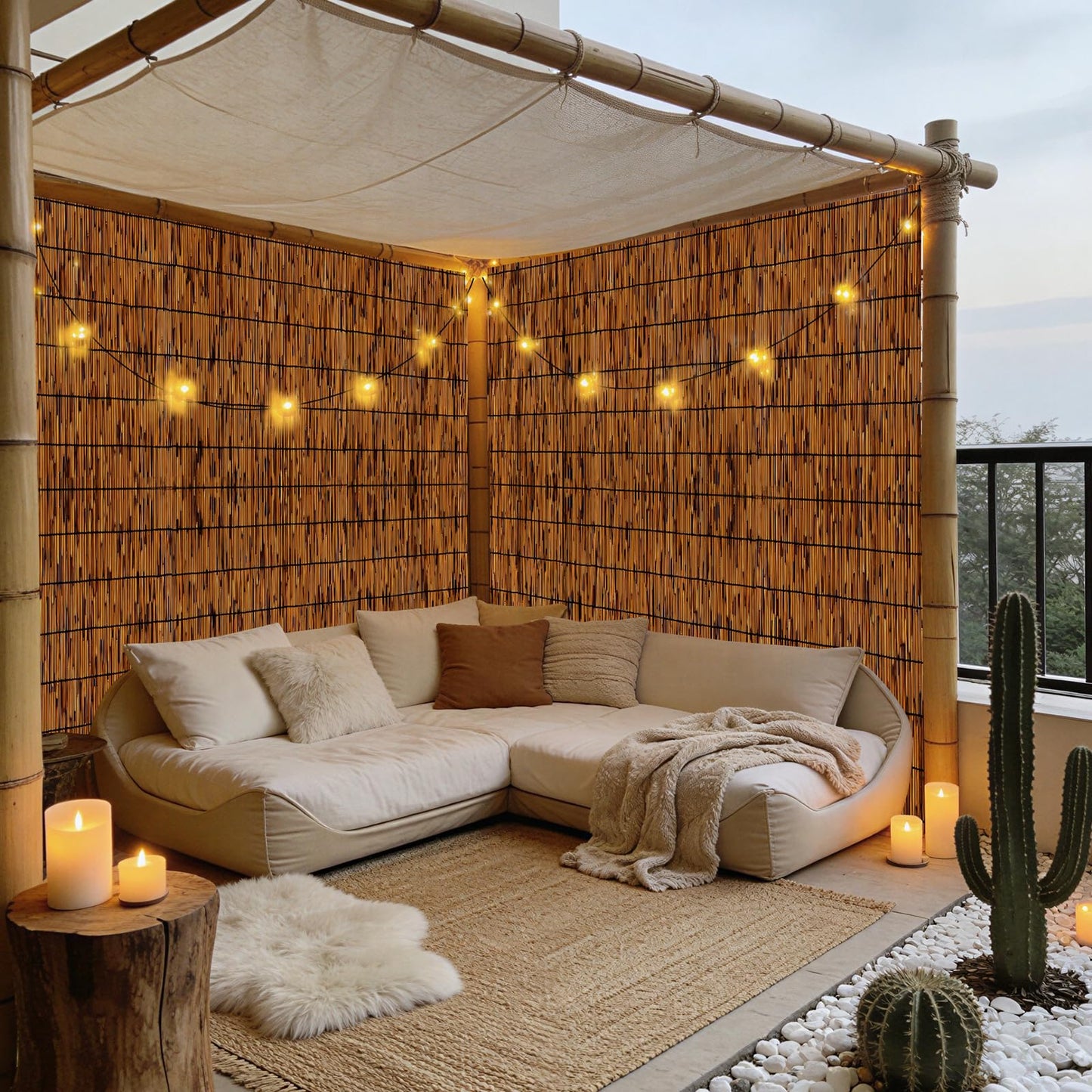 GALTEED 4FT X 16.4FT Natural Reed Fence, 2Pack Bamboo Privacy Fencing 4ft High Decorative Reed Screen for Outdoor Patio Balcony Garden Backyard 4FT (Height) X 16.4FT(Length