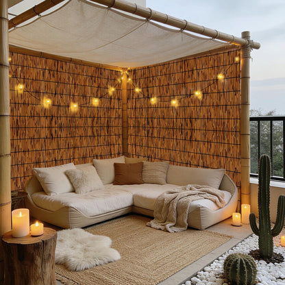 GALTEED 4FT X 16.4FT Natural Reed Fence, 2Pack Bamboo Privacy Fencing 4ft High Decorative Reed Screen for Outdoor Patio Balcony Garden Backyard 4FT (Height) X 16.4FT(Length