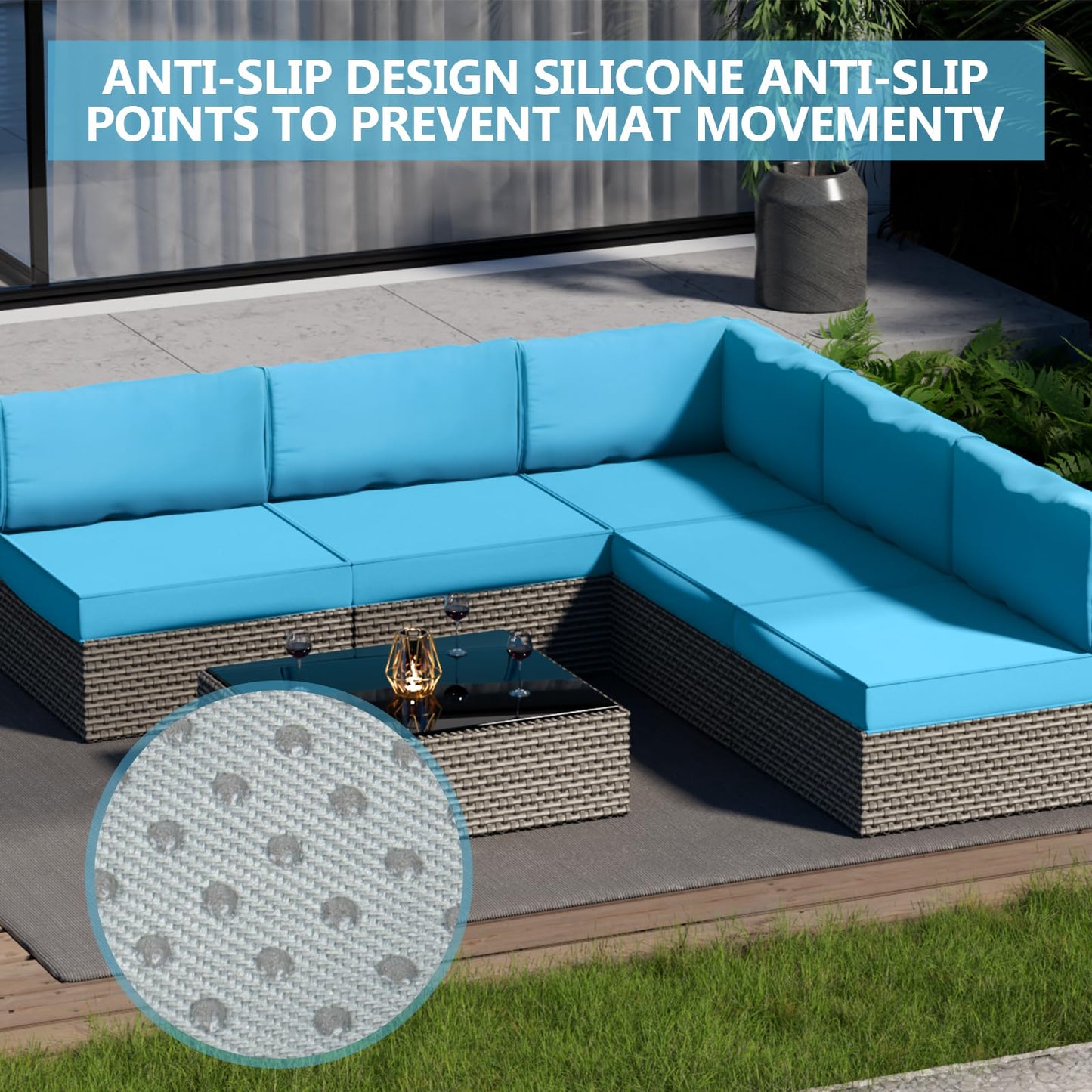 Cethytirko 14 Piece Outdoor Patio Waterproof Cushion Covers, Fits 6-Seat Wicker Rattan Sectional Couch Chair Furniture Cover Replacement Set - Fade-Resistant Patio Cushion Covers with Zipper