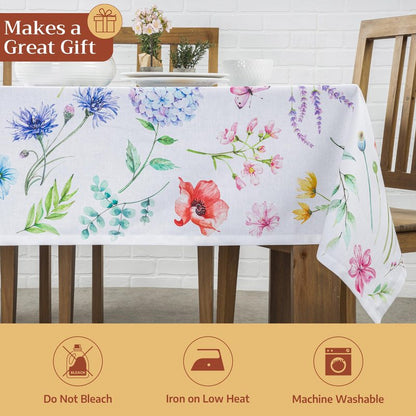 Maison d' Hermine Table Cloth Rectangle Table 100% Cotton 60 x 90 Inches Tablecloth Reusable Decorative for Dining Kitchen Room Farmhouse Home Gifts for Mothers Day Spring Summer - Just Floral