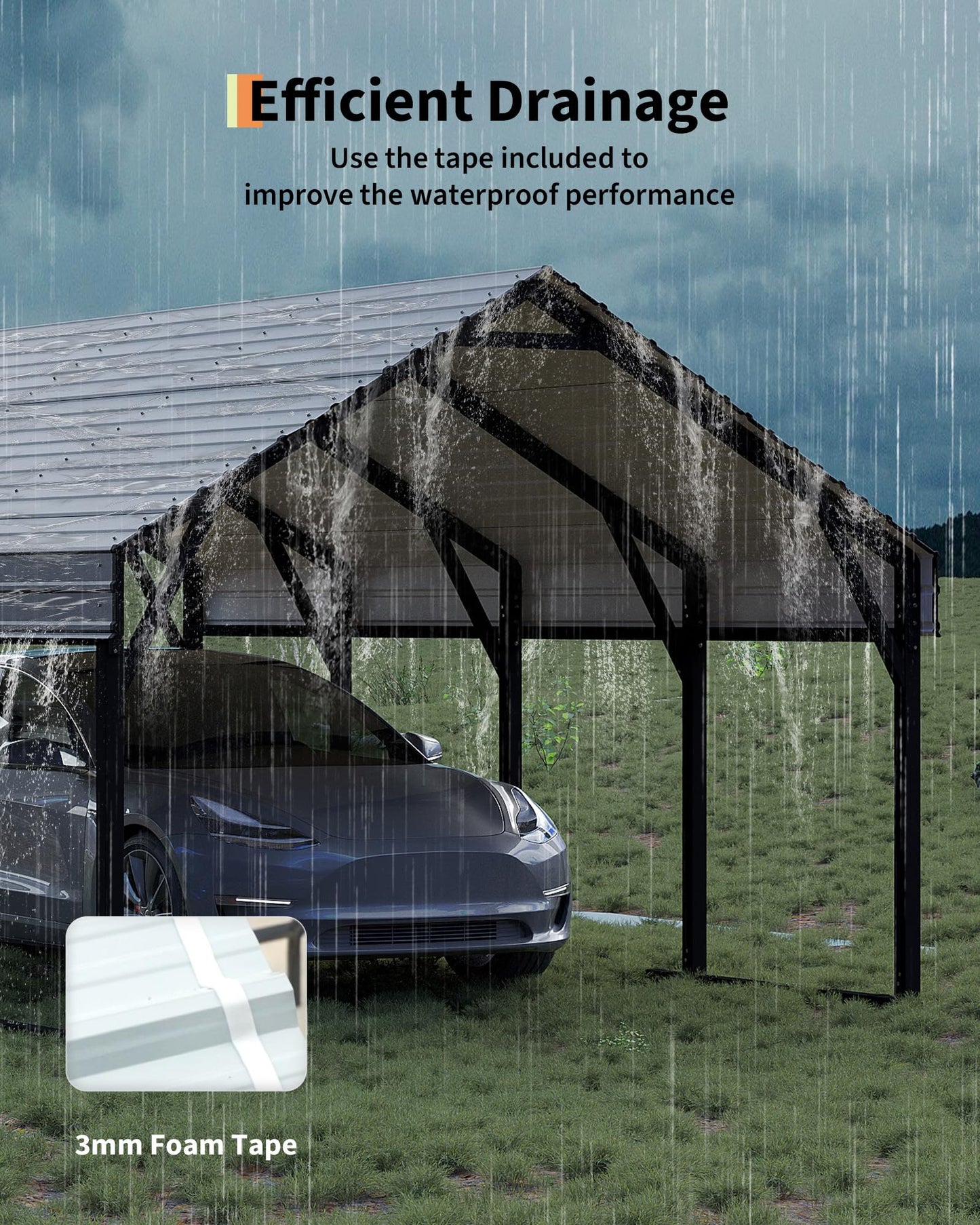 12 x 20 FT Metal Carport, Heavy Duty Carports Reinforced Frame and Steel Roof, All-Weather Shelter Canopy for Pickups, Boats, Cars, and Tractors
