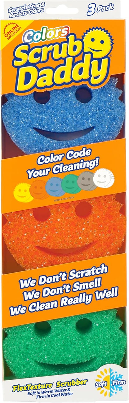 Scrub Daddy Color Sponges - Scratch-Free Multipurpose Cleaning Sponges | BPA-Free Foam (3 Count)
