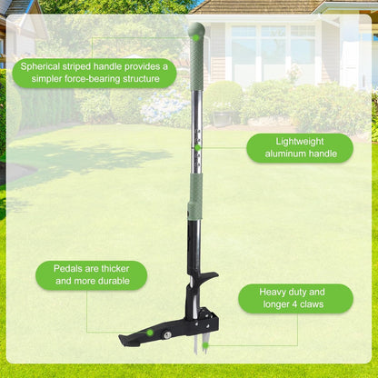 Tefola Stand Up Weeder - Long Handle Weed Puller with 4 Stainless Steel Claws | Turquoise