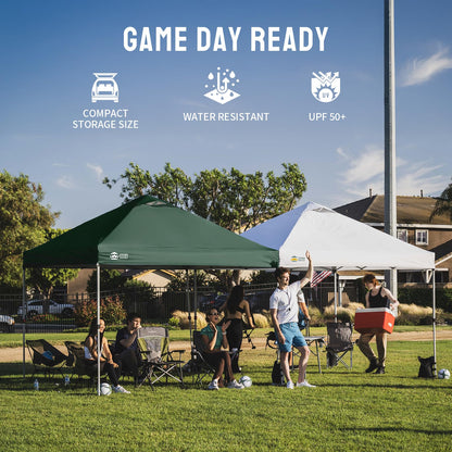CROWN SHADES 12x12 Pop Up Canopy Outside Canopy, Patented CenterLok One Push Tent with Wheeled Carry Bag, Bonus 8 Stakes and 4 Ropes, Forest Green