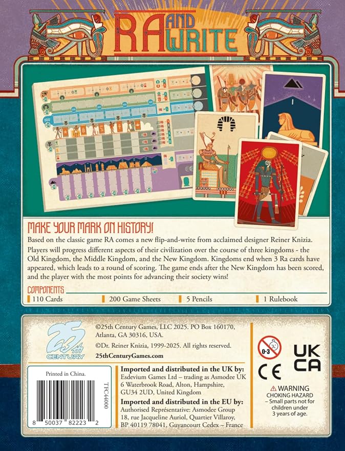 RA by 25th Century Games – Ancient Egyptian Theme Auction and Set-Collection Board Game for 2-5 Players and Ages 12+