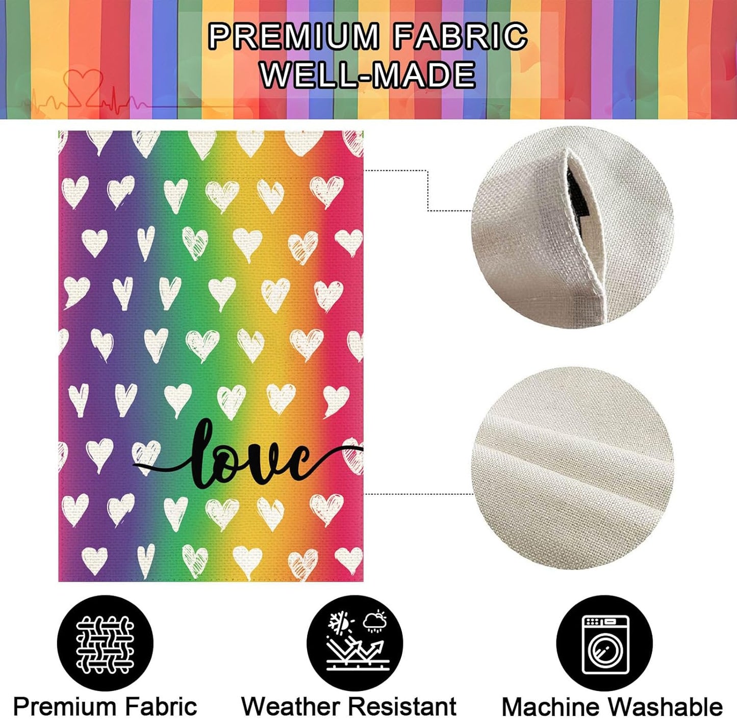 Baccessor LGBTQ Garden Flag - Double-Sided Rainbow Design for Pride Month | 12.5 x 18 Inch Outdoor Decoration