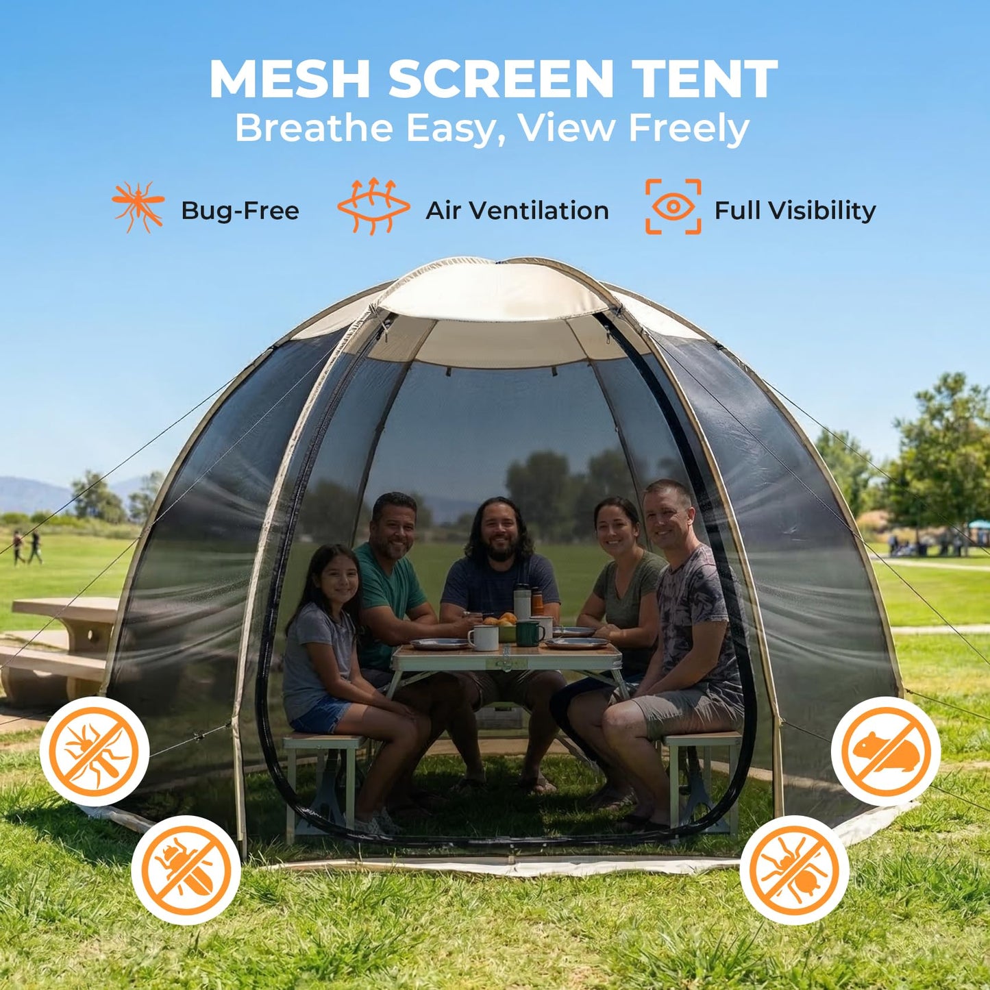Alvantor® Screen House Mesh Tent, 10 x10 FT Pop Up Outdoor Gazebo with Sun Shade Mosquito Net for Backyard Garden, Beige