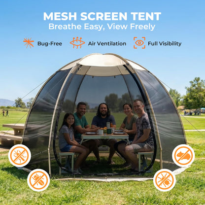 Alvantor® Screen House Mesh Tent, 10 x10 FT Pop Up Outdoor Gazebo with Sun Shade Mosquito Net for Backyard Garden, Beige