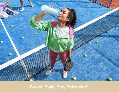POWCAN 26 oz Insulated Water Bottle with 2-in-1 Straw and Spout Lid, Keep Cold 24H, Leak-Proof, Fits in Car Cup Holder, Stainless Steel Water Bottle for Sports, Gym, Travel, and School (Mousse)