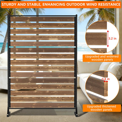 6FT Heavy Duty Wooden Privacy Screen, Upgrade Outdoor Specialty Anti-Corrosion Wood, Freestanding Privacy Fence, Balcony Patio Courtyard Outdoor Privacy Screen, Thickened and Widened Panel