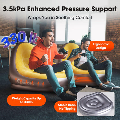 Inflatable Couch Self Inflatable Sofa, Air Couch with Built-in Air Pump Rechargeable Loveseat Bundled with Inflatable LazySofa