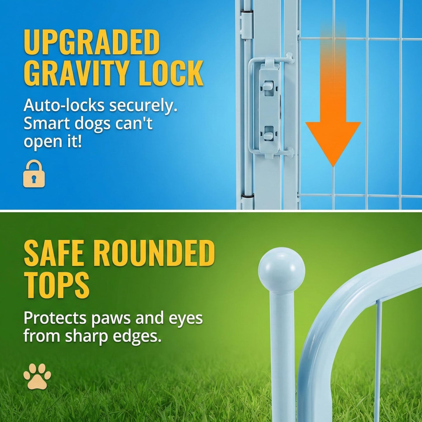 Blue Dog Playpen for Small/Medium Dogs - 32 inch 8 Panels Heavy Duty Metal Puppy Fence Outdoor Indoor with Door, Anti-Rust Foldable Puppy Pen Pet Enclosure, Portable Exercise Kennel for Camping, Yard