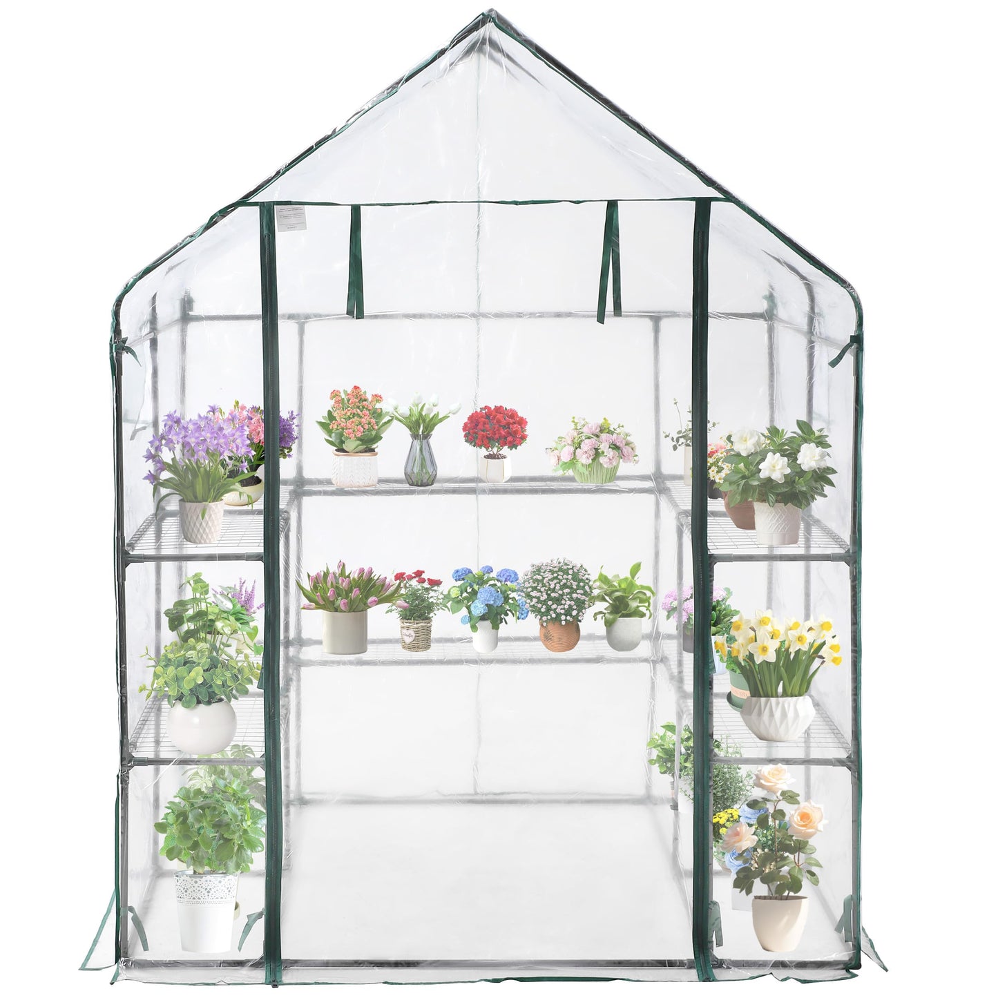 SUNGIFT Greenhouses for Outdoors, Upgraded PVC Cover Walk-in Greenhouse Kit 57x61x80 Inch, Zippered Windows Mesh Door, Plant Garden Hot House for Outside, Clear