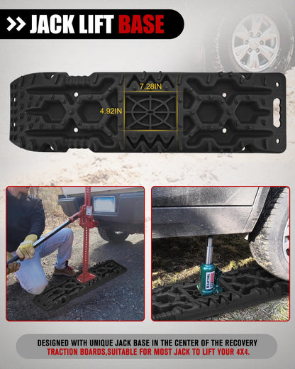 FieryRed Traction Boards Offroad, Recovery Boards with Jack Lift Base, Recovery Traction Board Mounting Kit
