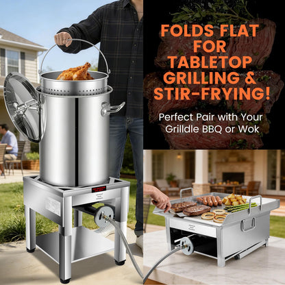 ARC Single Burner Propane Stove with Foldable Legs -Extra Large 17"Cubic,High-pressure 20PSI Stainless Steel Propane Burners for Outdoor Cooking Turkey Fry, Seafood Boil, BBQ, Homebrewing
