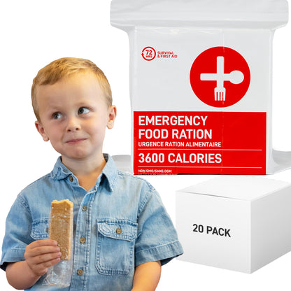 72HRS Food Ration Bar Emergency Rations (20 PACK), 3600 Calories for 72 Hours, 5 Year Shelf Life Emergency Kit Ration Bars for Bug Out Bag Backpack for Survival Kits Supplies and Emergency Food Supply