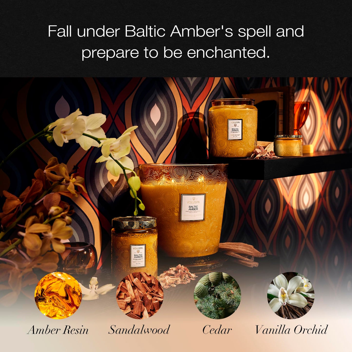Voluspa Baltic Amber, Petite Candle Jar, 3.2 Ounce, 25 Hour Burn Time, Coconut Wax for Clean Burning, Handcrafted in the USA