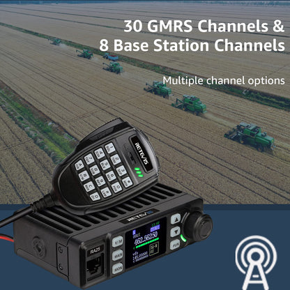 Retevis RA25 GMRS Mobile Radio, Long Range GMRS Radio Mobile Transceiver, 8 Repeater Channel Base Station, Emergency Alarm FM Radio, Mobile Two Way Radio for Farm Overlanding