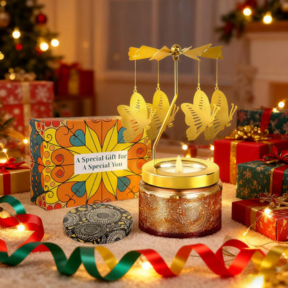 Candle Gifts for Women, Mom, Wife, Girlfriend, Sister, Her, Female Friends, Gift for Women Birthday Unique, Mothers Day Gift, Anniversary Rotating Candles Gifts for Woman (Butterfly)