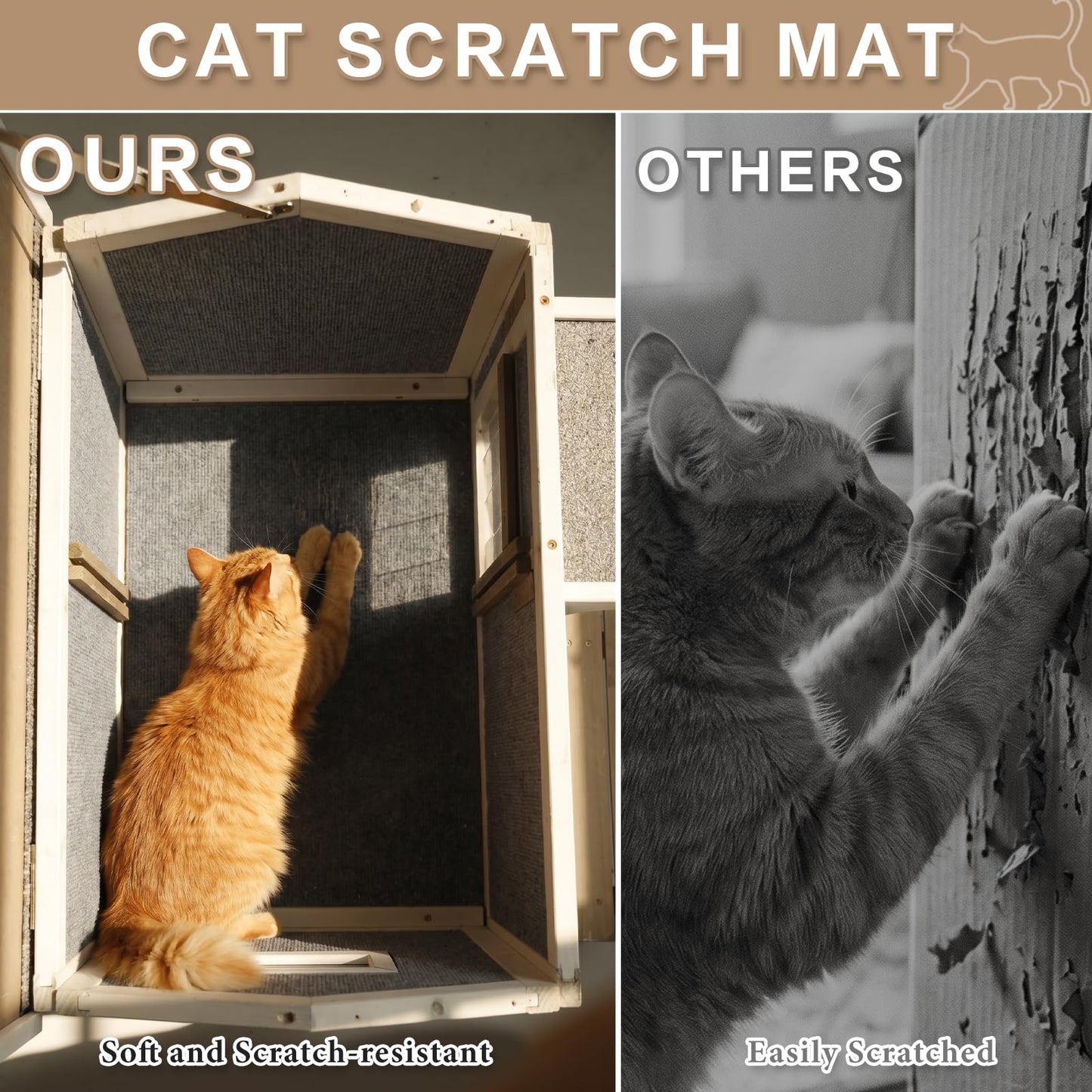 Pawbuilt Outdoor Cat House – Weatherproof Wooden Shelter with Elevated Base, Balcony & Openable Roof, 2-Story Cozy Condo with Built-in Cat Scratch Mat for Small, Feral, or Community Cats