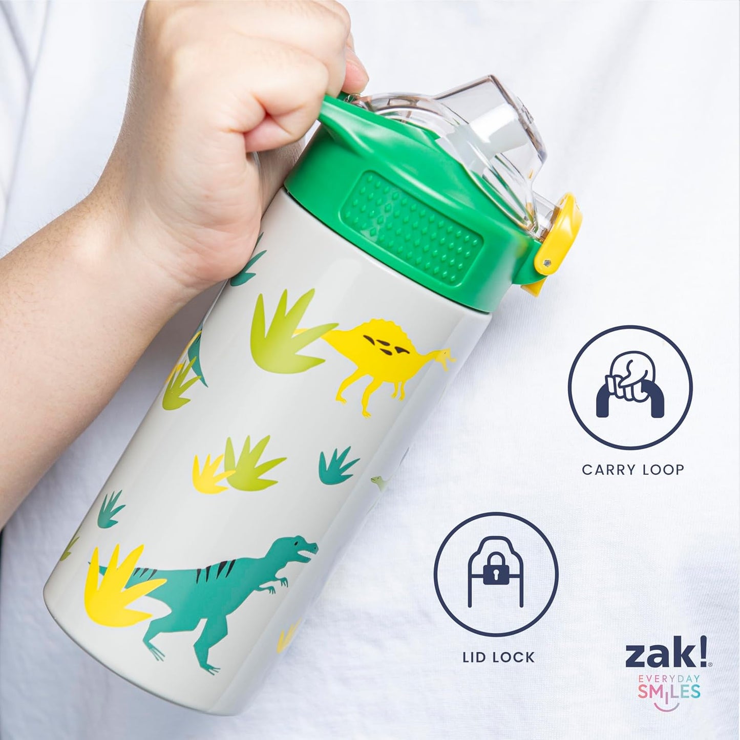 Zak Designs PAW Patrol Kids Water Bottle - 14oz Stainless Steel with Straw & Leak-Proof Spout | Sage Color