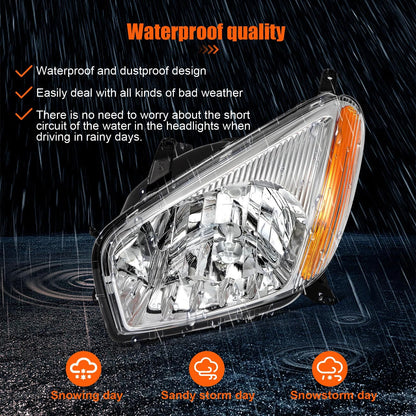 Headlight Assembly For 2001 2002 2003 Toyota RAV4 Base/4WD SUV Chrome Housing Amber Reflector Driver and Passenger Side Replacement Pair (White and yellow)