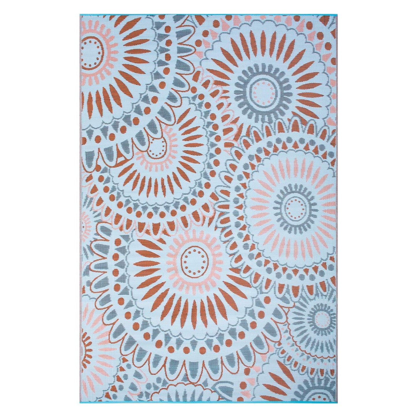 Santextile Reversible Outdoor/Indoor Plastic Straw Rugs Waterproof Portable Mat Easy to Clean Outdoor Patio Mat, Perfect for Garden, Patio, Picnic, Decking-（Blue,9x18Ft）