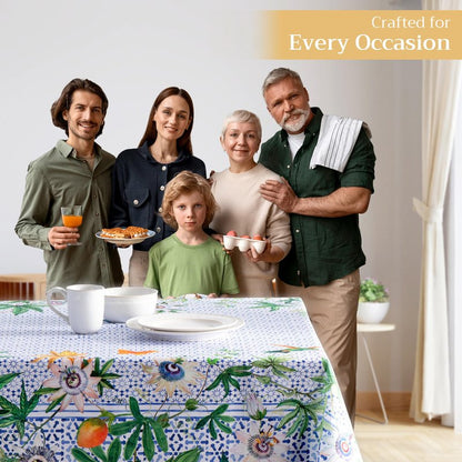 Maison d' Hermine Table Cloth Square Table 100% Cotton 60 x 60 Inches Tablecloth Reusable Decorative for Dining Kitchen Room Farmhouse Home Gifts for Mothers Day Spring Summer - Passiflora