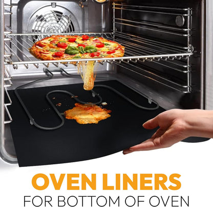 Skiennix Heavy Duty Oven Liners - Non-Stick Teflon Mats for Electric & Gas Ranges | BPA & PFOA Free