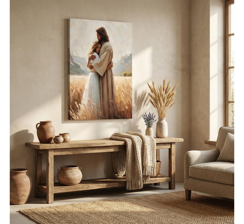 FTQYQLD Jesus Hugging Woman Wall Art, 24x36in